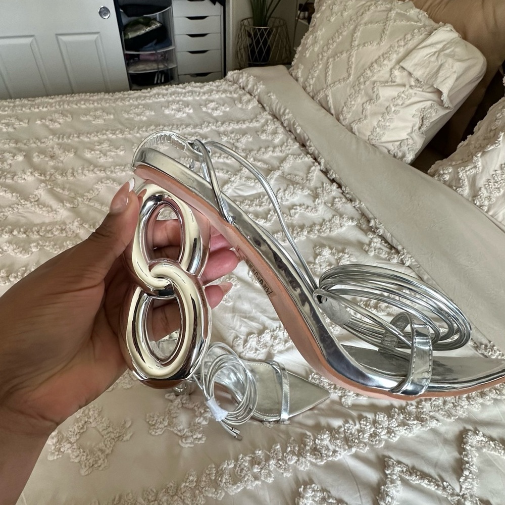 Azalea Wang Silver Heels-Brand New